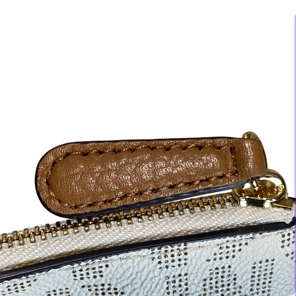 Michael Kors Fulton White MK Signature Monogram Wristlet Wallet Clutch